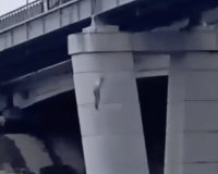 Момент падения смолянки в Днепр с моста попал на видео