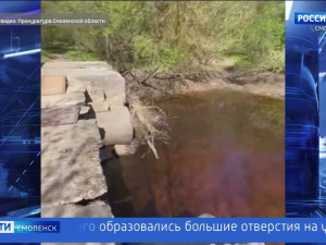 Жители Смоленска вынуждены передвигаться по разваливающемуся мосту через Ольшанку (видео)