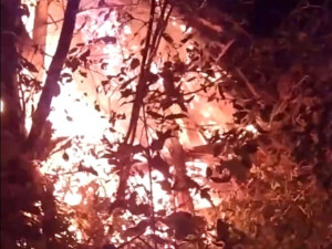Пожар за воинской частью очевидцы сняли на видео