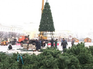 В Смоленске начали устанавливать новогодние ели