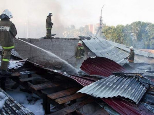 Крупный пожар на Крупской в Смоленске